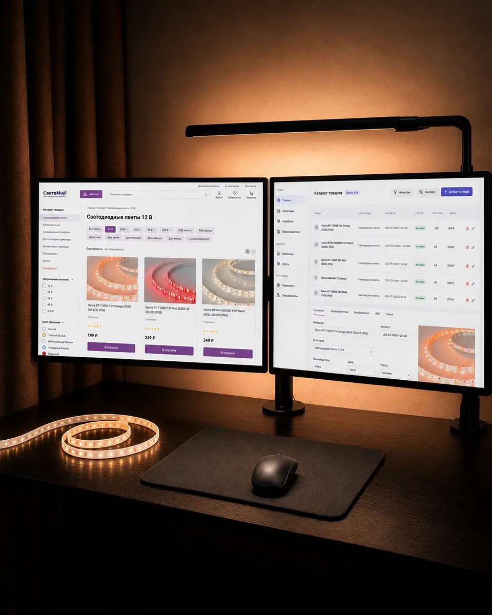 LED-магазин: каталог светодиодного оборудования и работа с данными